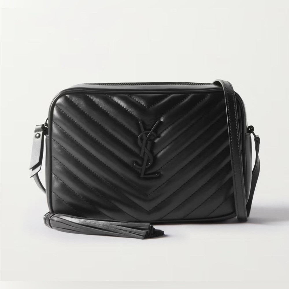 Saint Laurent All Black Lou Camera Quilted Leather Bag